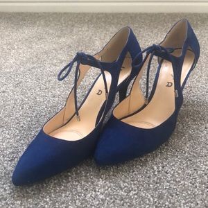 Blue ankle strap heels